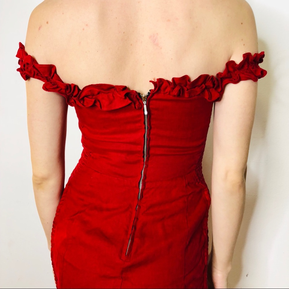 REFORMATION BONITA RED RUFFLE MINI DRESS SOLD OUT - Picture 7 of 8